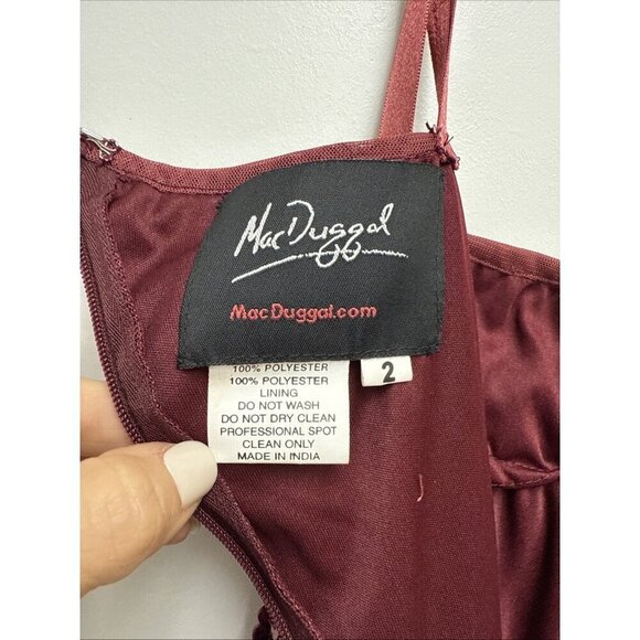 Mac Duggal Size 2 Burgundy 93540 One-Shoulder Sequin Formal Gown Dress Prom New - Picture 11 of 11